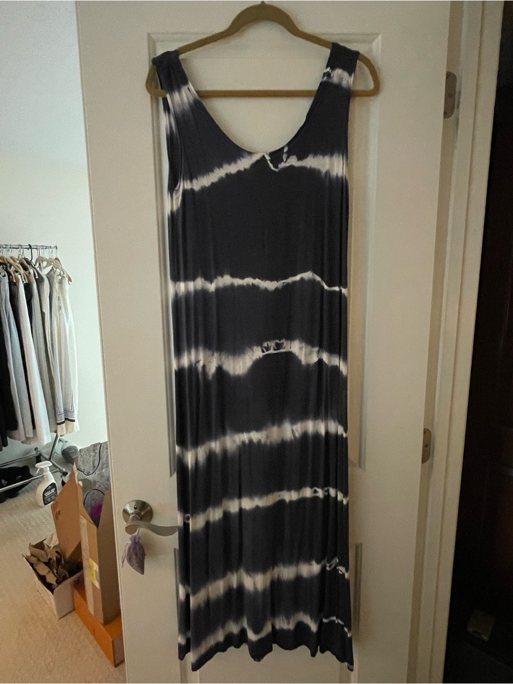 Aquavita sleeveless Navy and White Tie-Dye Maxi Dress size XS